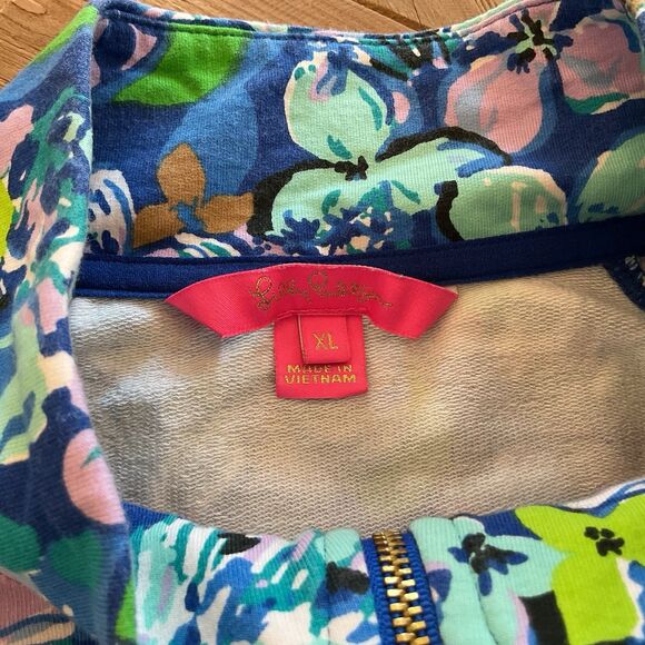 Lilly Pulitzer Skipper Popover‎ Blue Grotto Twilight Tropics UPF 50+ Size XL - Picture 8 of 12